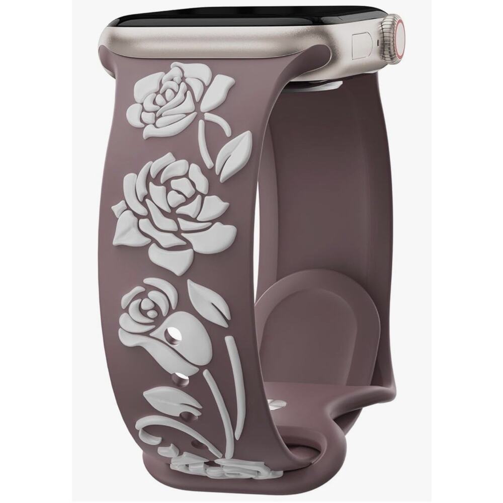 Floral Engraved Band Compatible with Apple Watch 42/44/45/49mm